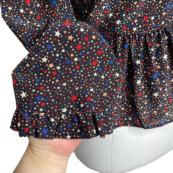 Madewell Silk Ruffle-Hem Wrap Top in Starry Night size Small - Picture 6 of 13